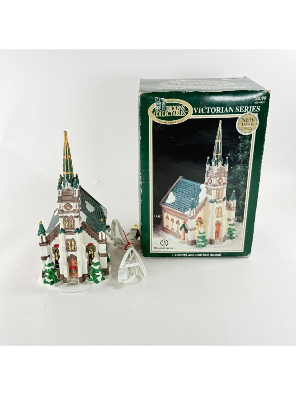 Vintage 1998 Dickens Collectables Victorian Series Lighted Church Holiday Decor